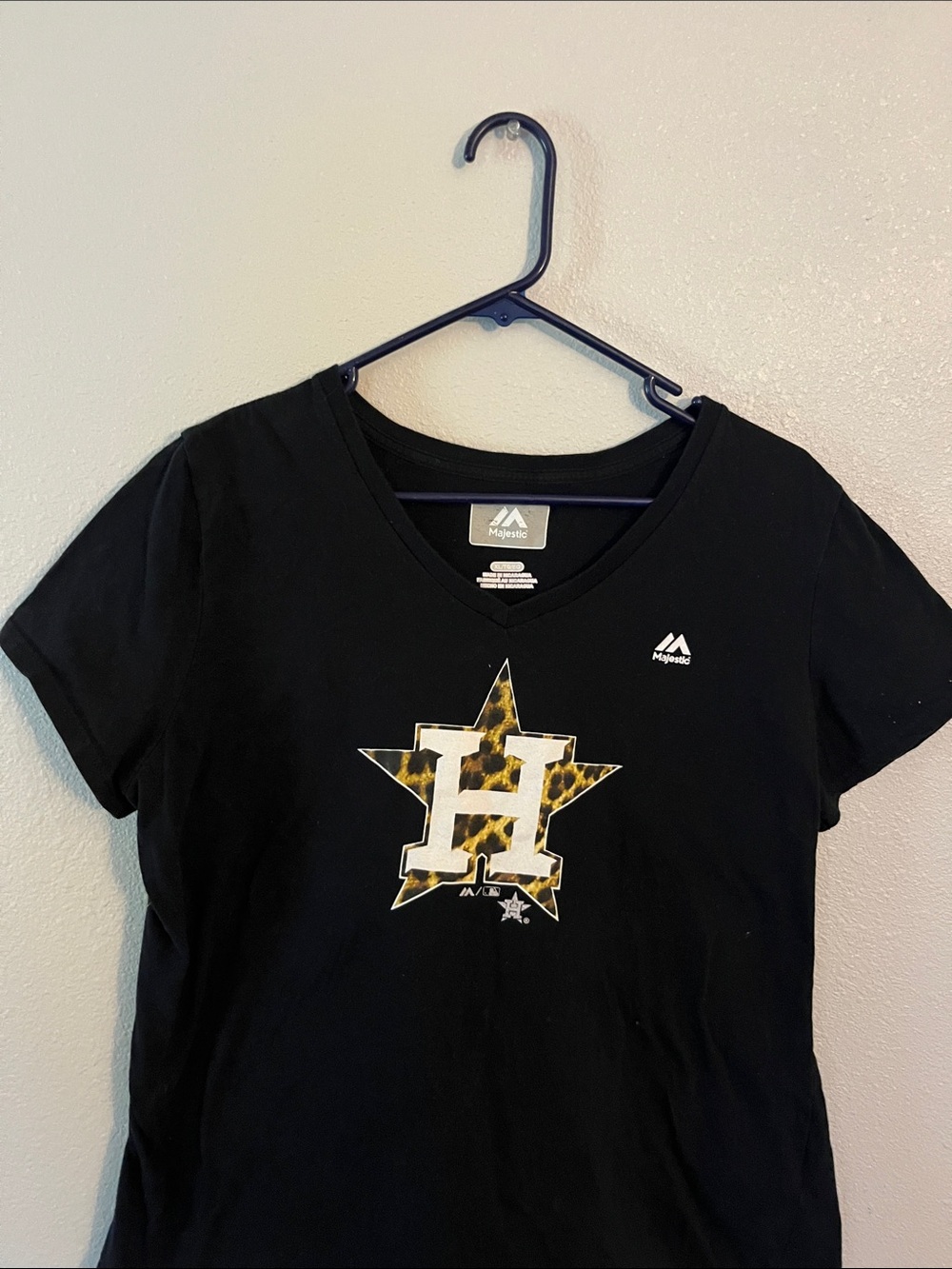 Majestic Black Tee with Leopard Star H Logo